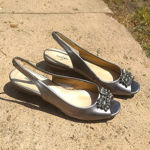 East 5th Silver Fancy Low Heel